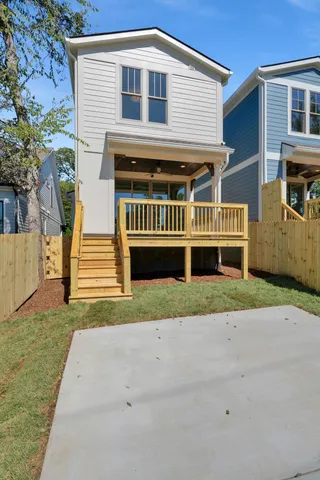 front view of a brick house with a front door