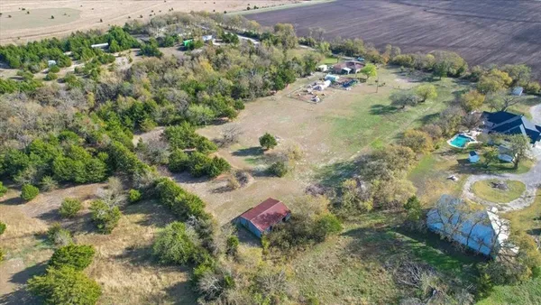 an aerial view of a house