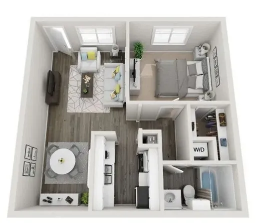 a view of living room with furniture and flat screen tv