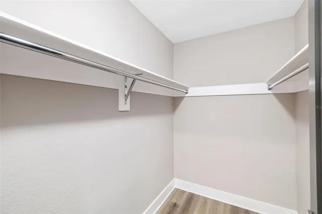 a view of small space with racks on the wall