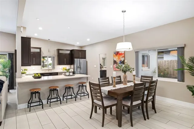 a view of a dining room and livingroom