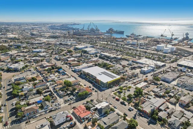 an aerial view of a city