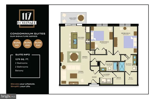 a living room with furniture a flat screen tv and kitchen view