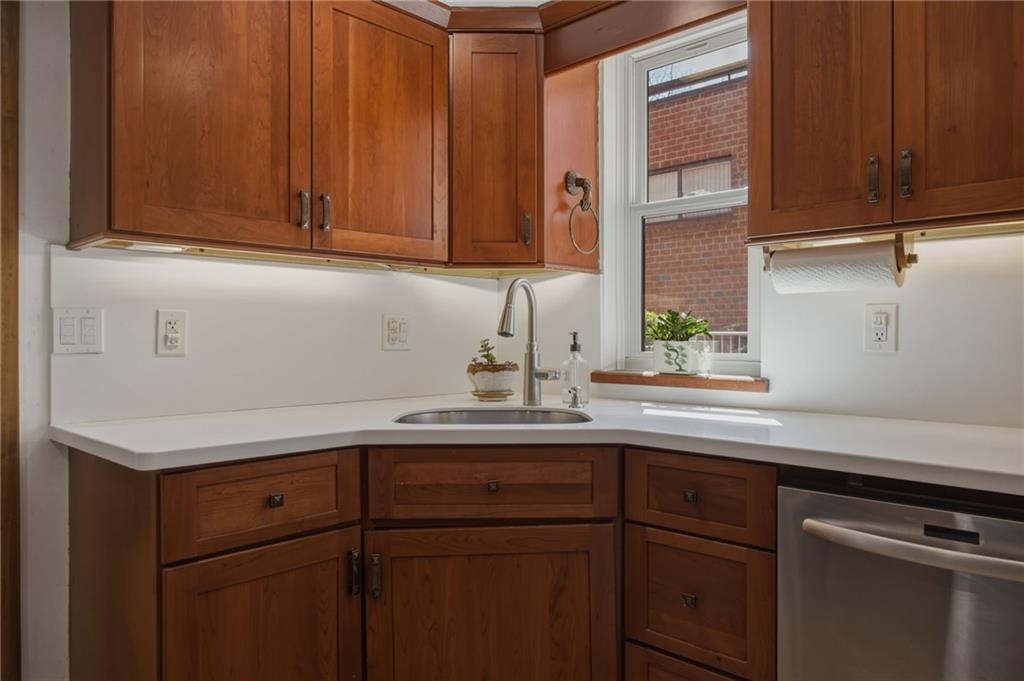 5535 Forbes Avenue, Unit E Pittsburgh, PA 15217 - Photo 12 of 50 a kitchen with stainless steel appliances granite countertop cabinets and sink
