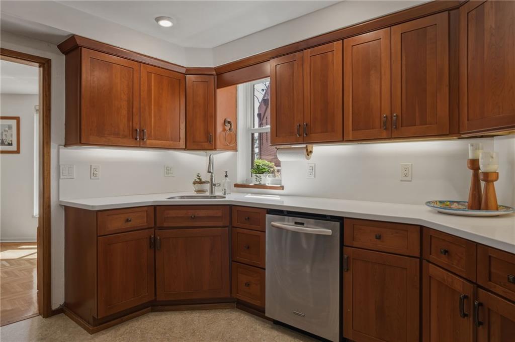 5535 Forbes Avenue, Unit E Pittsburgh, PA 15217 - Photo 14 of 50 a kitchen with a sink cabinets and a window