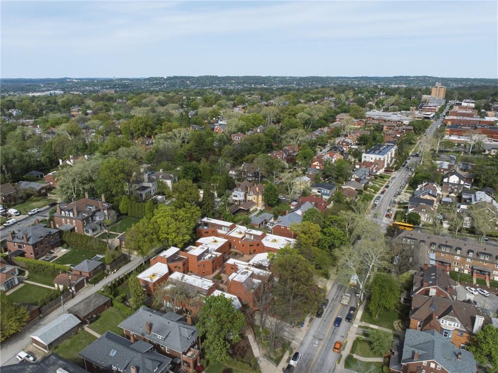 5535 Forbes Avenue, Unit E Pittsburgh, PA 15217 - Photo 46 of 50 an aerial view of a city with lots of residential buildings