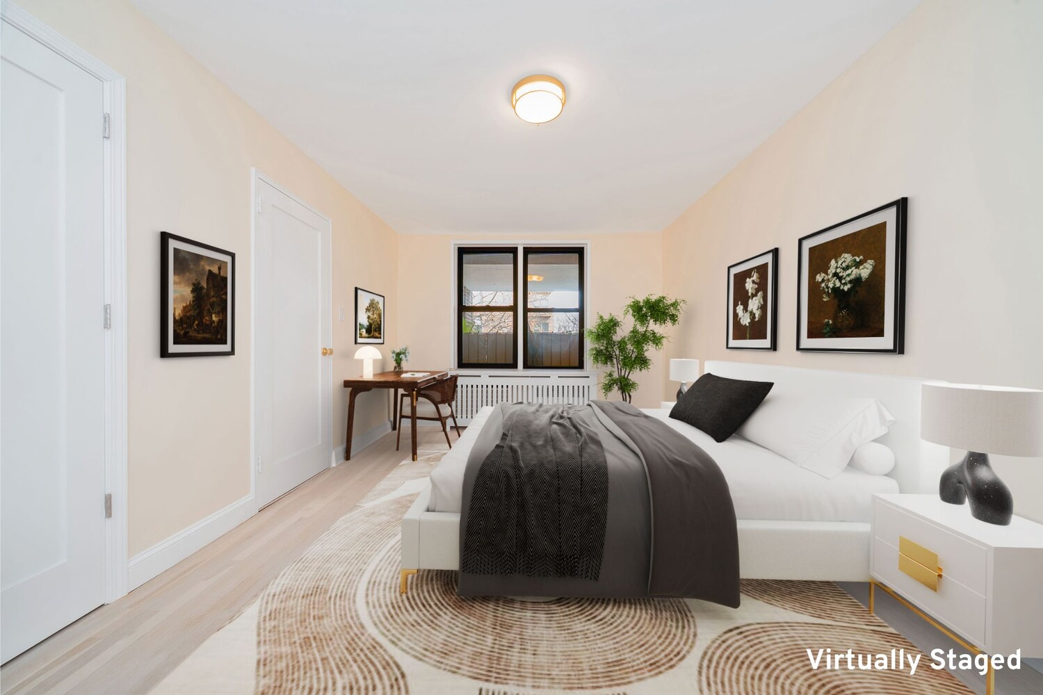 35-20 Leverich Street, Unit A403 Queens, NY 11372 - Photo 7 of 12 a bed room with a bed and a table