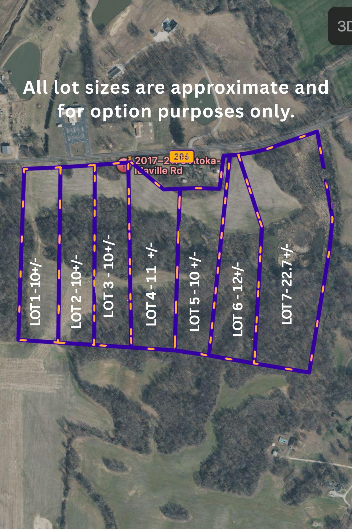 1 Atoka Idaville Road Atoka, TN 38004 - Photo 2 of 3 Aerial view of property's location with property boundaries highlighted