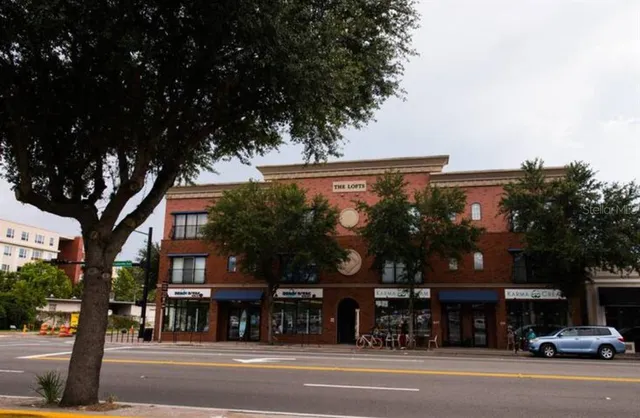 a view of a street with houses