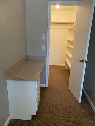 a view of an empty walk in closet