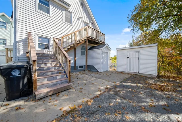 a view of a house with a white door