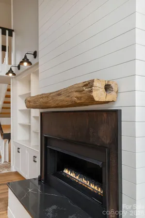 a fireplace with a clock on it