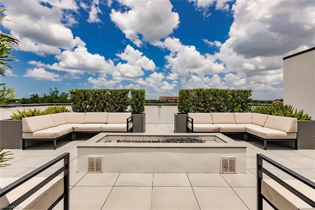 a view of a terrace with couches