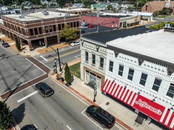 an aerial view of a city