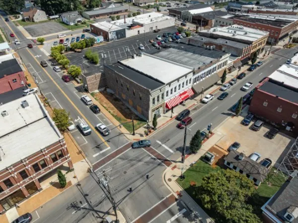 a view of a buildings