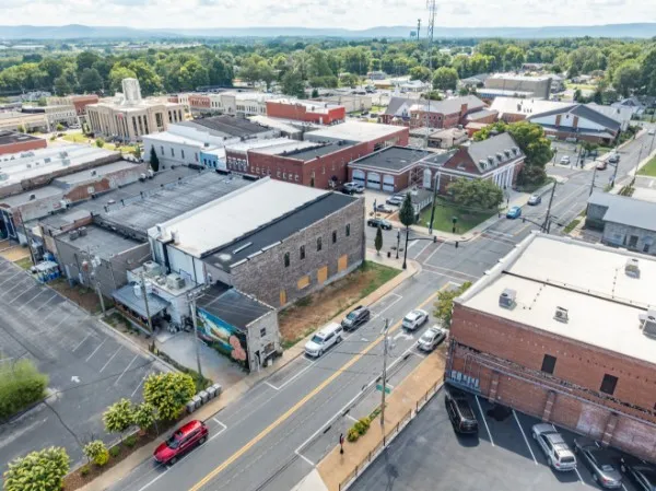 an aerial view of a city