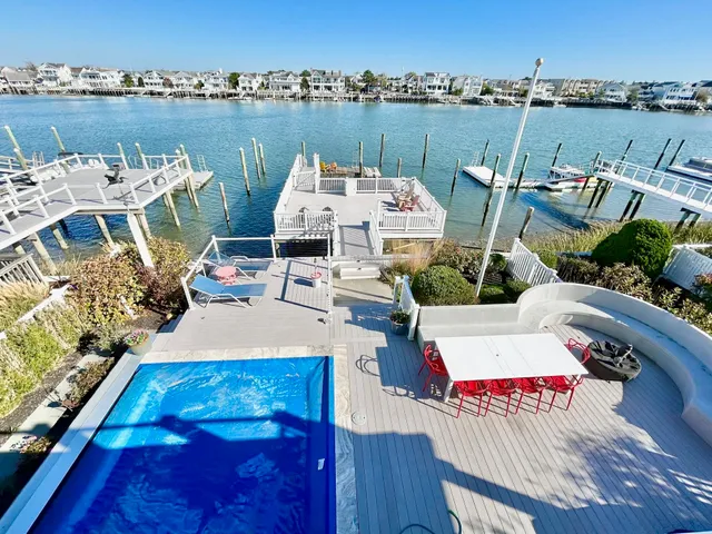 a view of roof deck with seating space