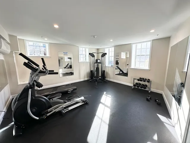 a view of a room with gym equipment