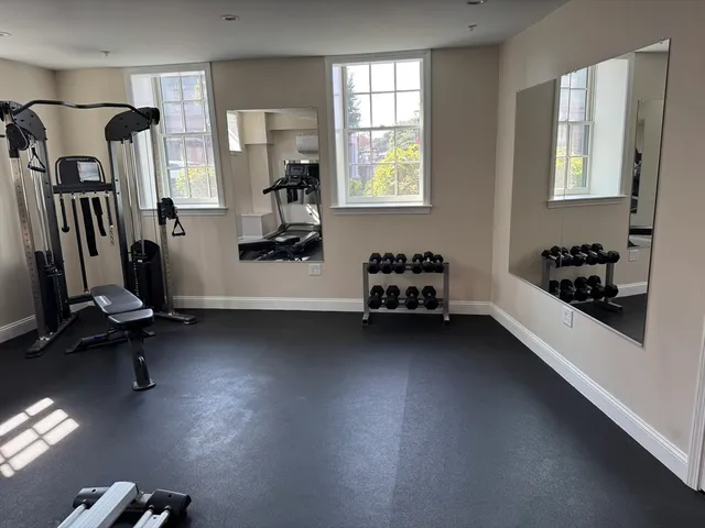 a view of a room with gym equipment