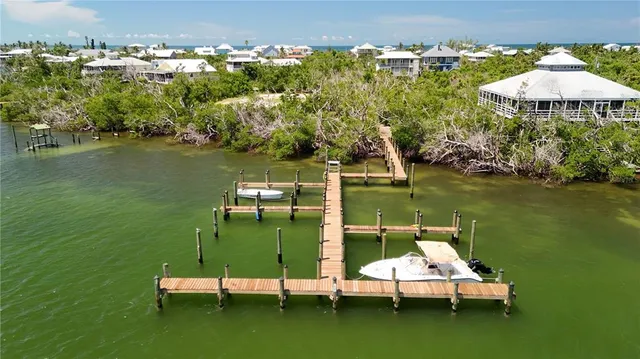 a view of a lake with a city