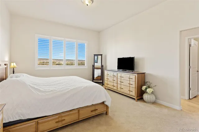 a bedroom with a bed and flat screen tv