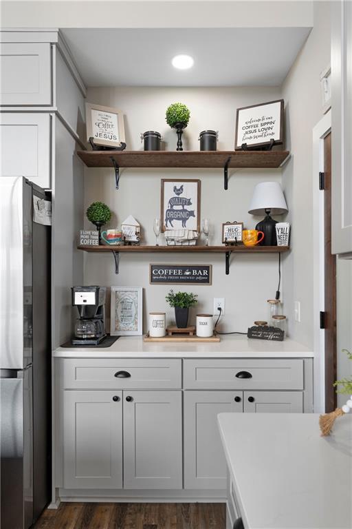 610 Cedar Creek Road Cartersville, GA 30121 - Photo 31 of 75 a kitchen with stainless steel appliances a refrigerator and cabinets