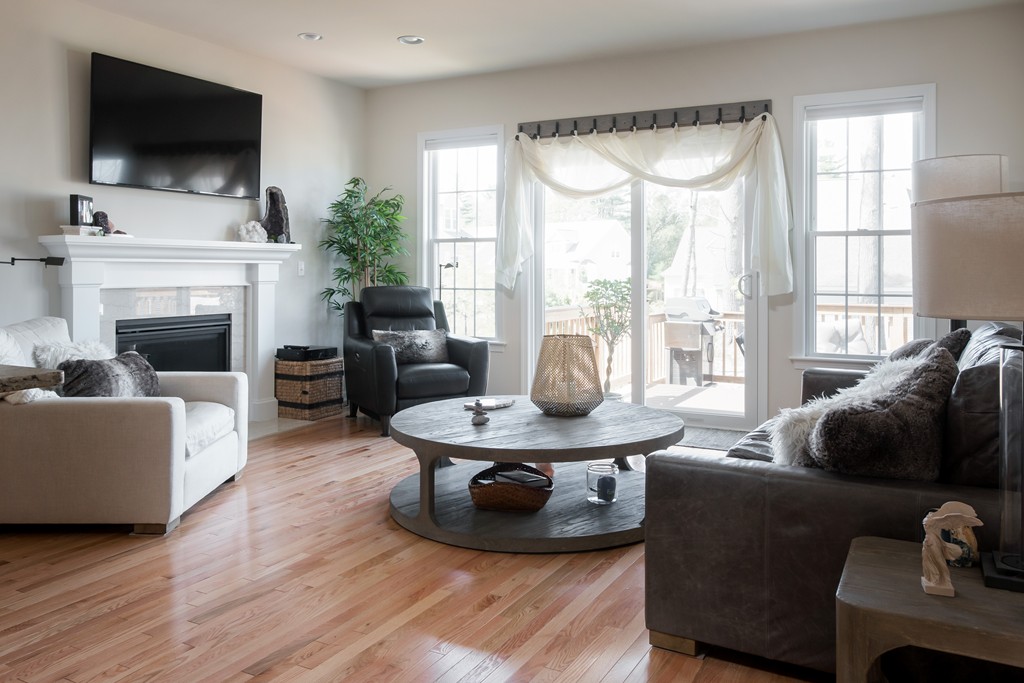 81 Monroe Drive, Unit 16 Holliston, MA 01746 - Photo 18 of 30 a living room with furniture a flat screen tv and a fireplace