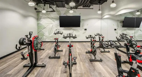a view of a room with gym equipment