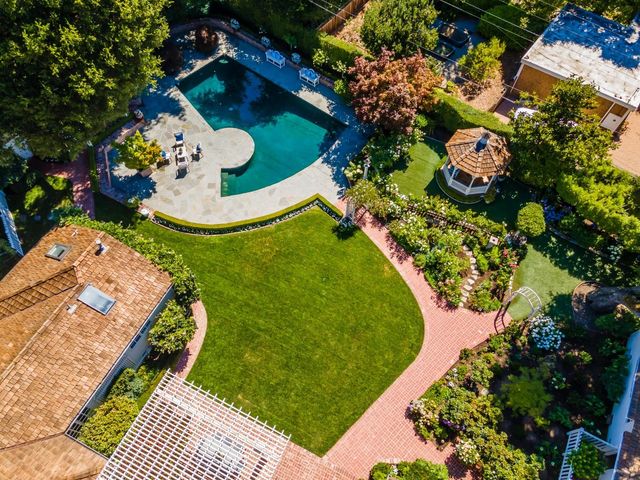an aerial view of a house