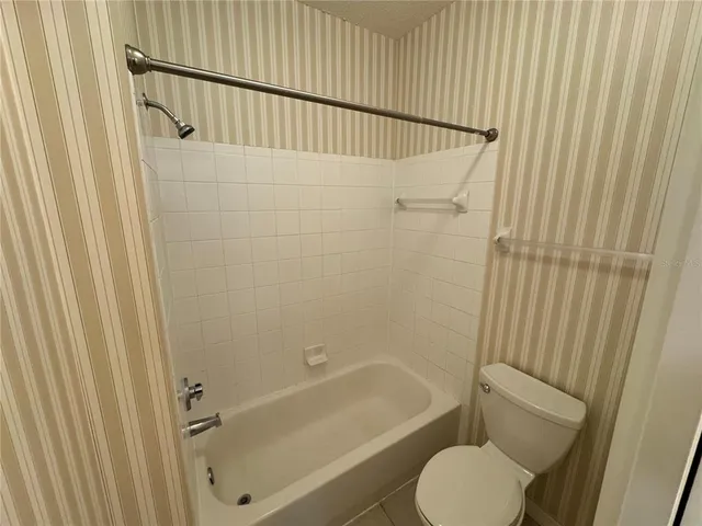 a bathroom with a toilet and a bathtub