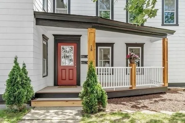 a view of a house with a small porch