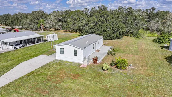 an aerial view of a house