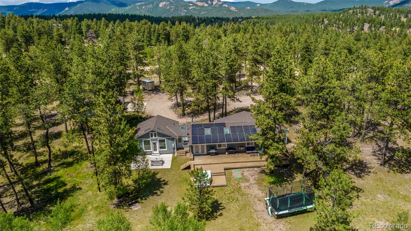 95 Double Tree Road Bailey, CO 80421 - Photo 34 of 40 a aerial view of a house with a yard swimming pool and outdoor seating