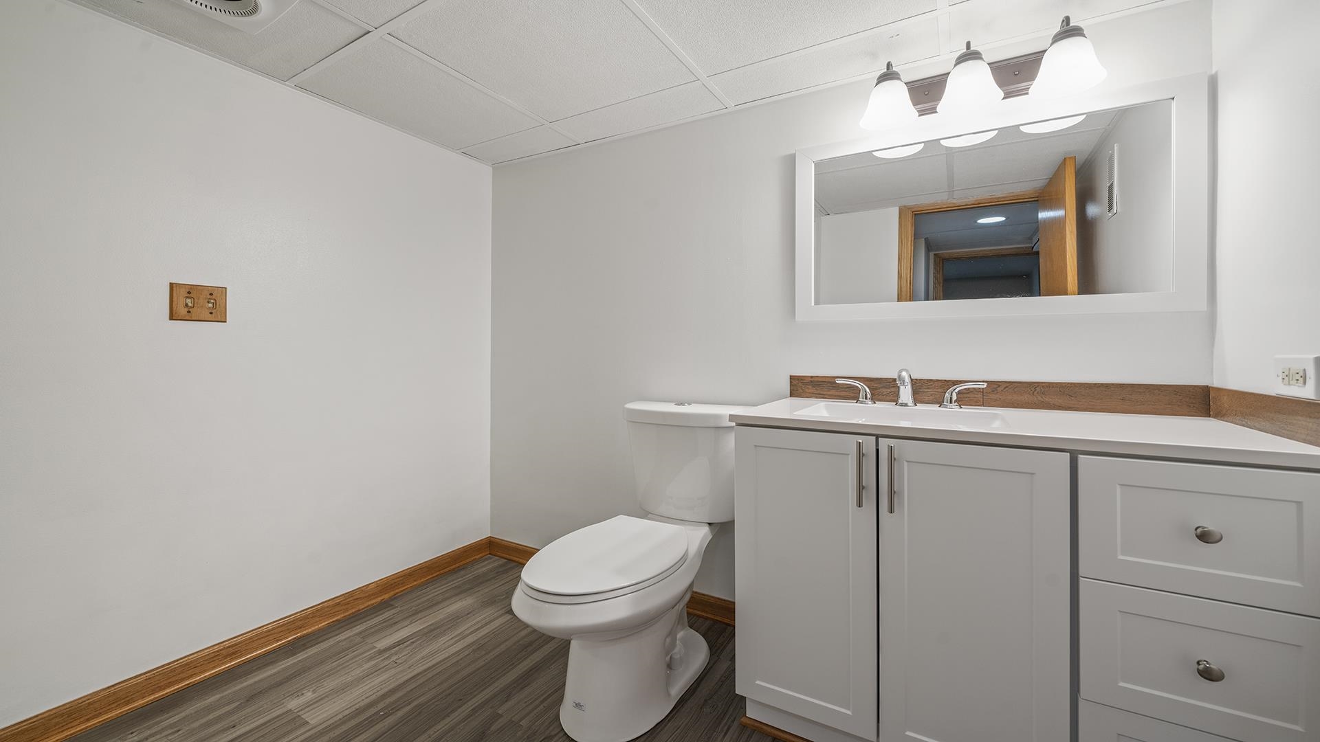 445 Rebecca Road Belvidere, IL 61008 - Photo 26 of 34 a bathroom with a toilet a sink a vanity and mirror