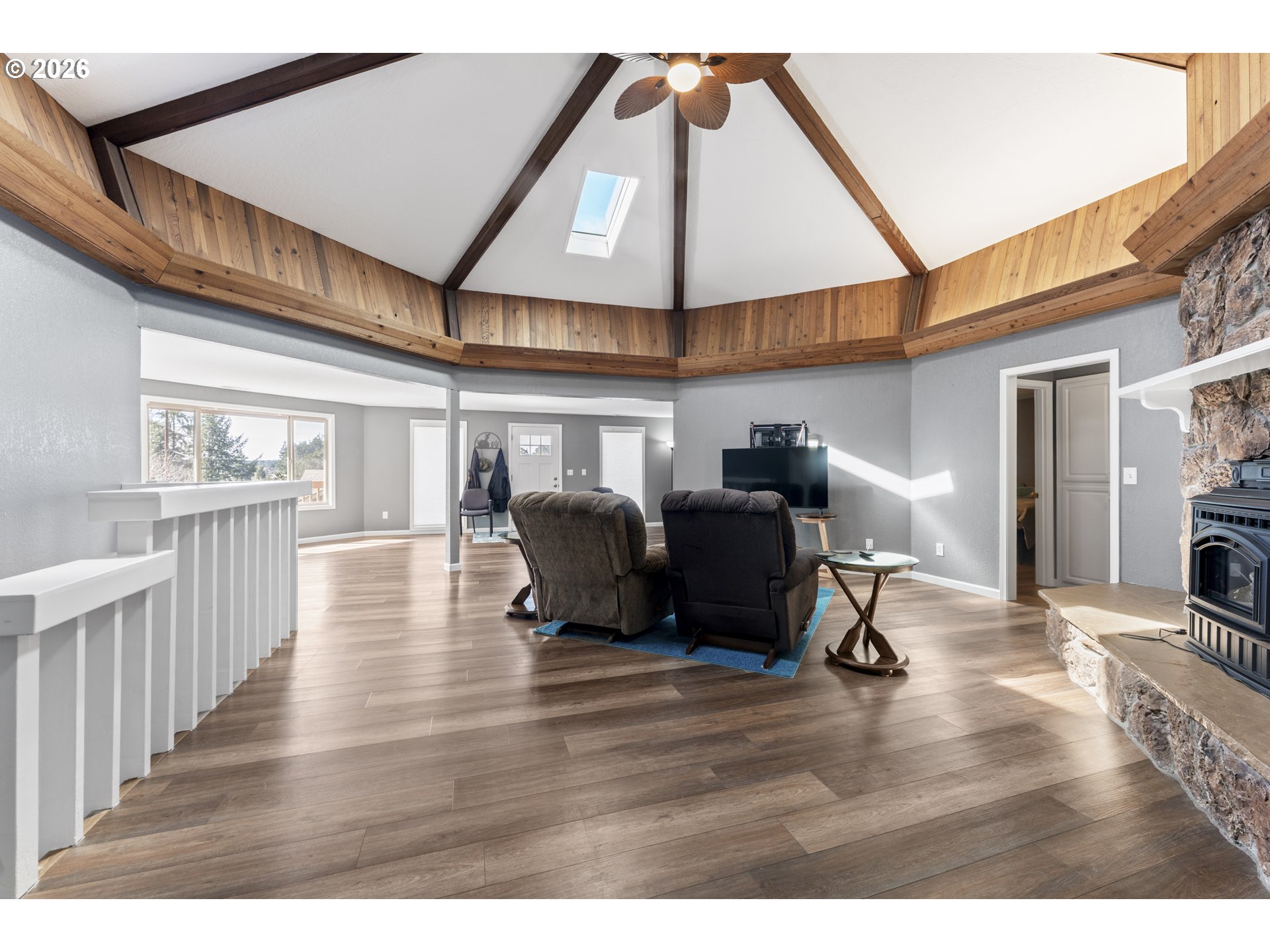 2453 Stephanie Lane North Bend, OR 97459 - Photo 5 of 48 a view of a livingroom with furniture and a ceiling fan