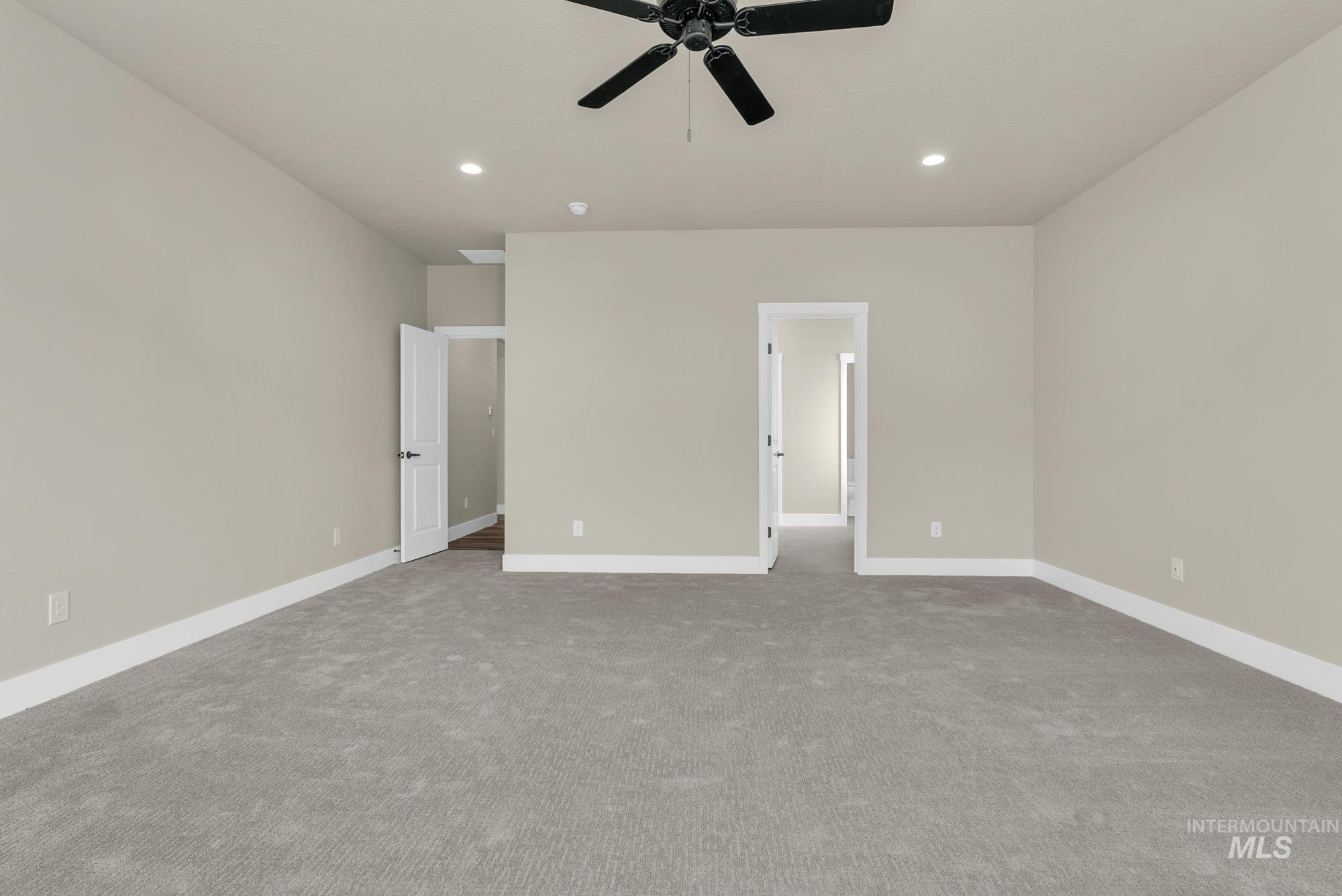 2848 West Jutland Street Meridian, ID 83642 - Photo 14 of 25 Unfurnished bedroom featuring carpet flooring, recessed lighting, and ceiling fan