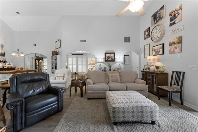 a living room with furniture