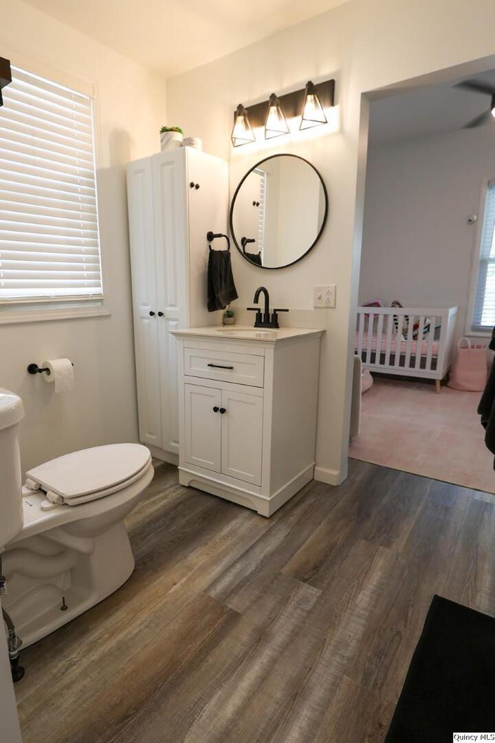 630 South 19th Street Quincy, IL 62301 - Photo 13 of 17 a bathroom with a toilet a sink and a mirror