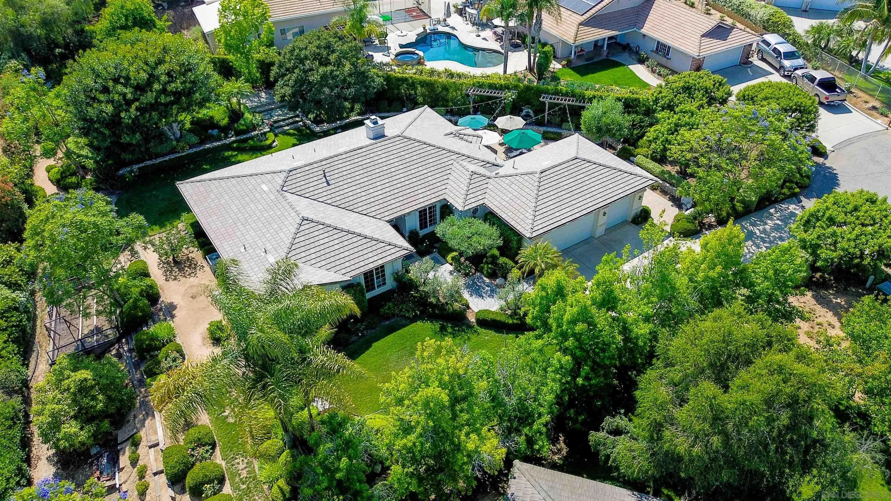 1411 Surrey Heights Fallbrook, CA 92028 - Photo 33 of 33 an aerial view of a house with a yard and outdoor seating