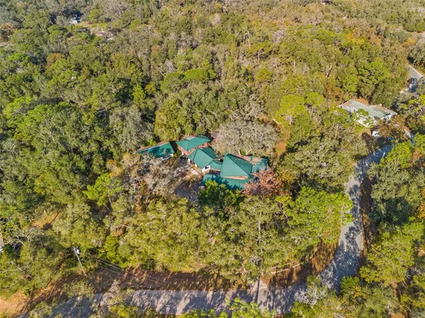 an aerial view of a house