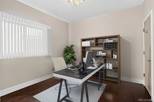 a room with furniture potted plant and wooden floor