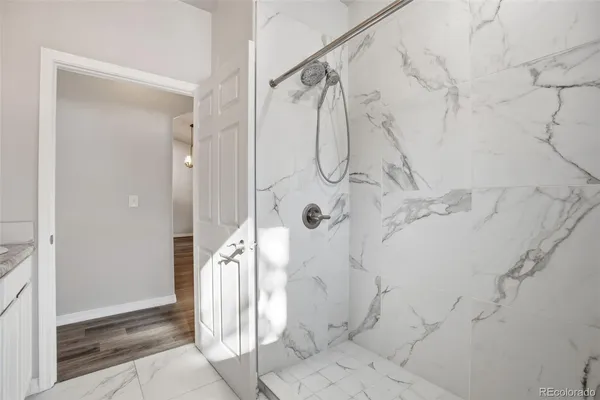 a bathroom with a shower