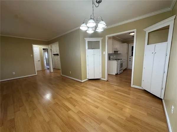 a view of a livingroom with a chandelier