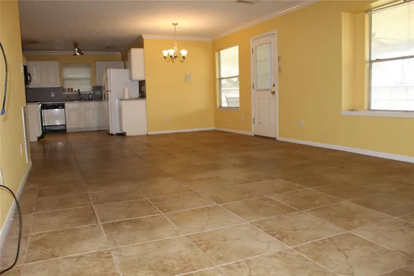 a view of a kitchen with a sink