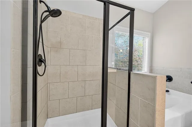 a bathroom with a shower
