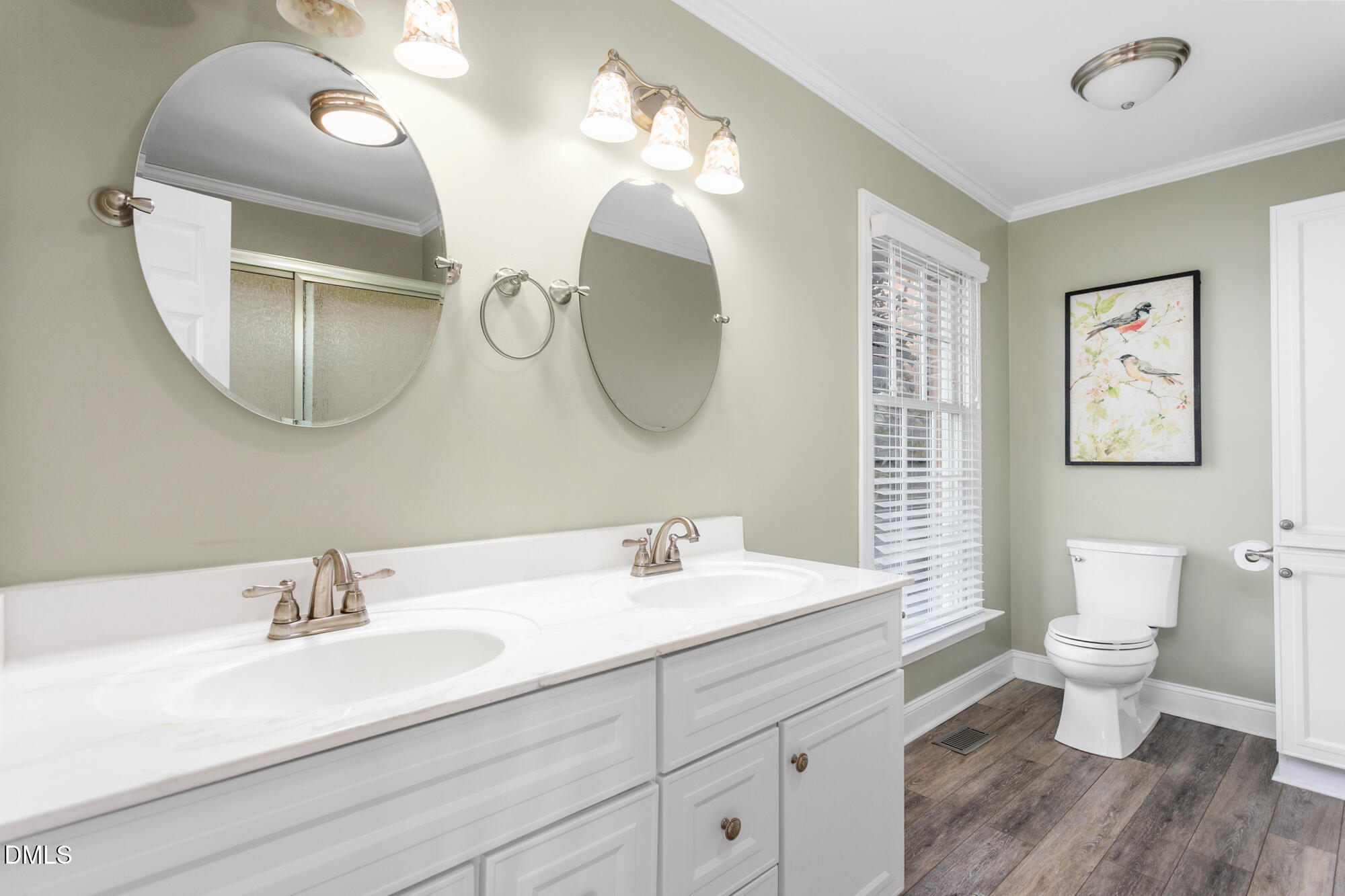7201 Efland - Cedar Grove Road Cedar Grove, NC 27231 - Photo 26 of 70 a bathroom with a toilet a double vanity sink and a mirror
