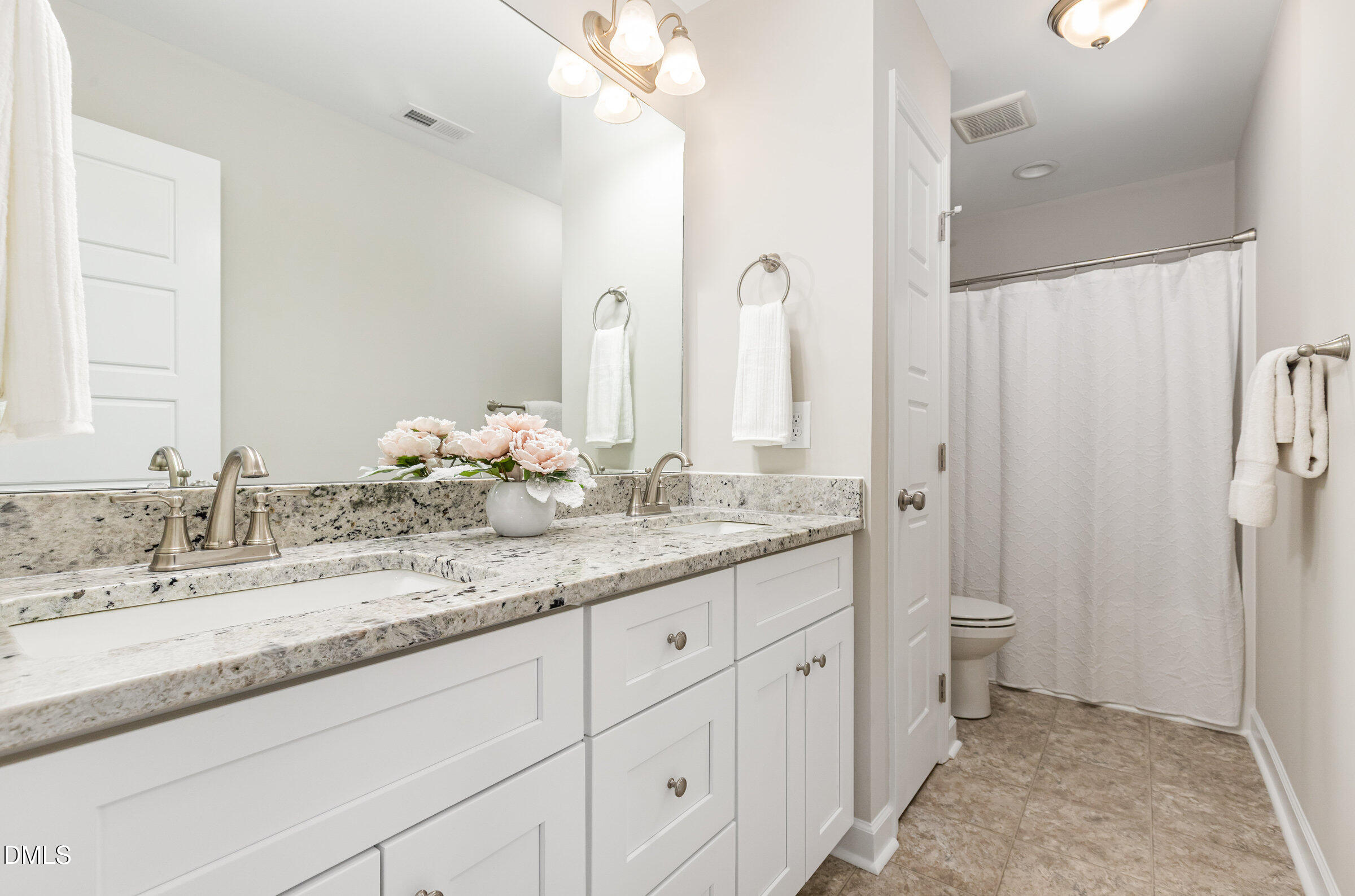 8662 Buckhorn Plantation Road Sims, NC 27880 - Photo 25 of 40 a bathroom with a granite countertop sink and a mirror