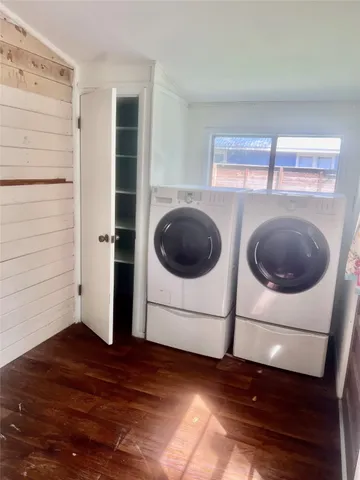 a utility room with dryer and washer