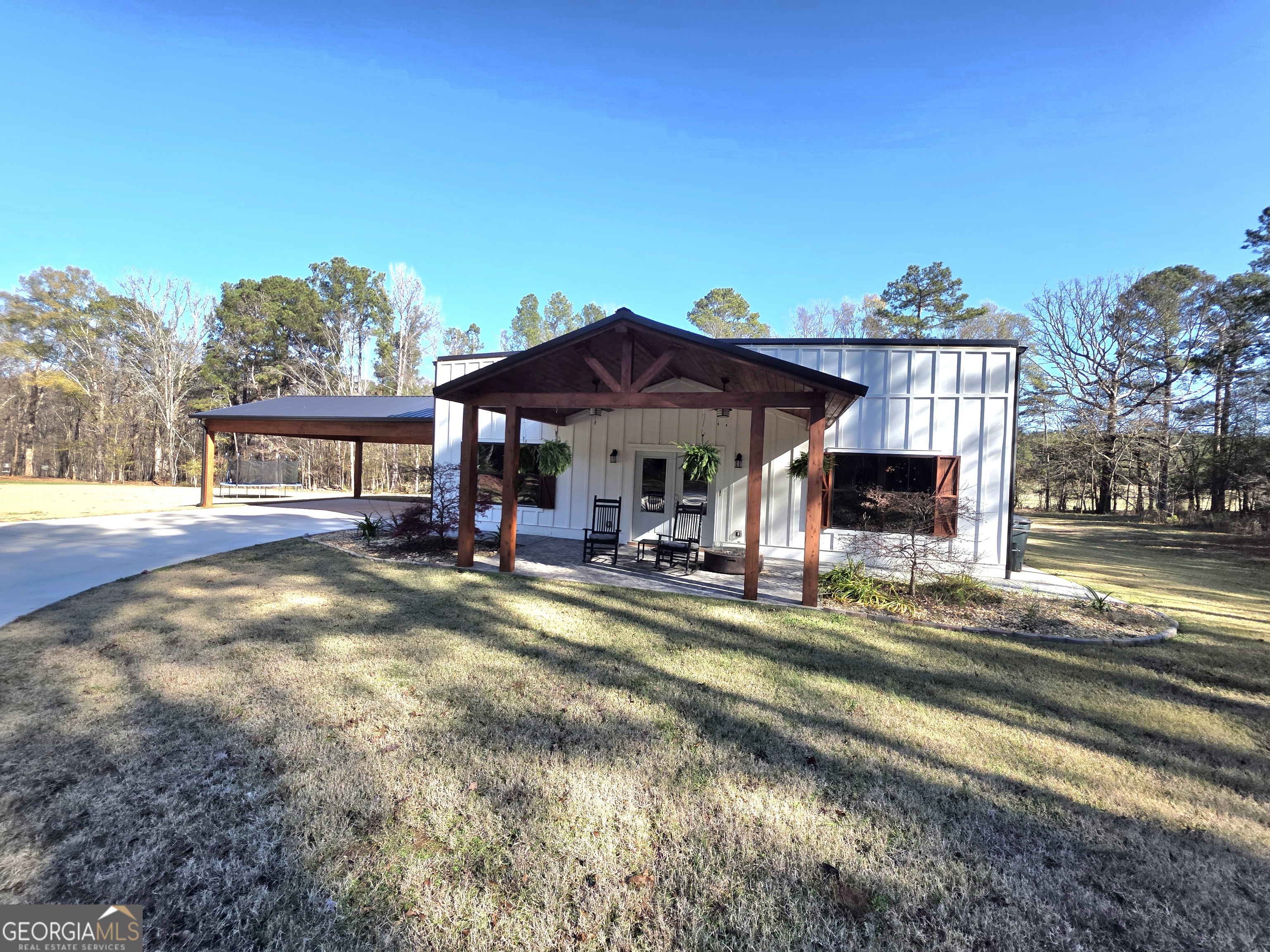 a view of a house with a patio