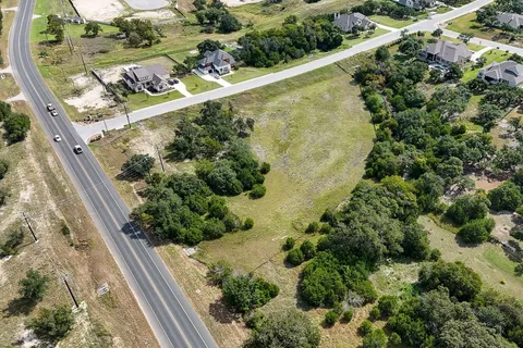 a view of a garden with a street from a window